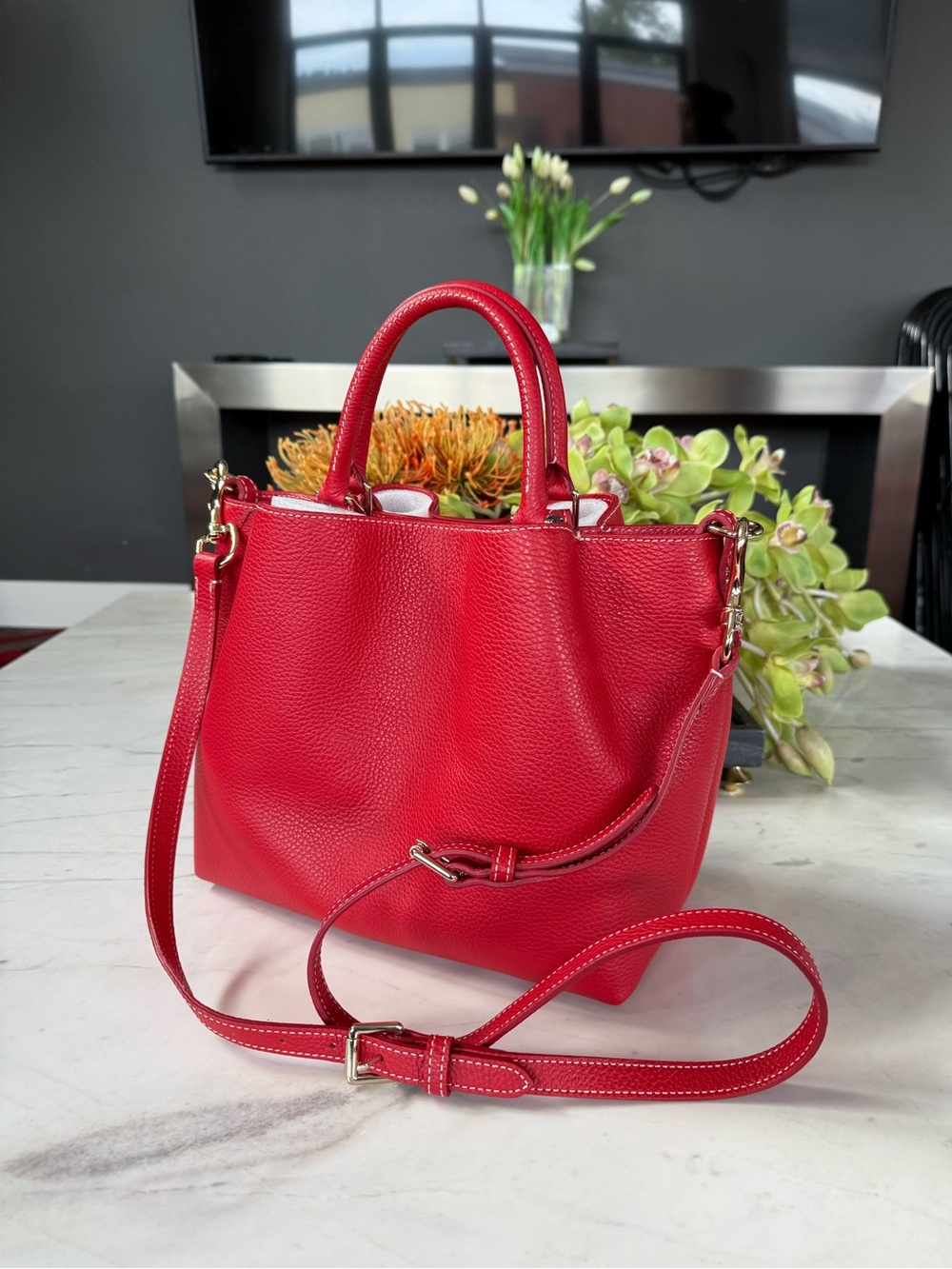 New Dooney & Bourke Lucca Leather Barlow Shoulder Bag Red - Picture 7 of 16